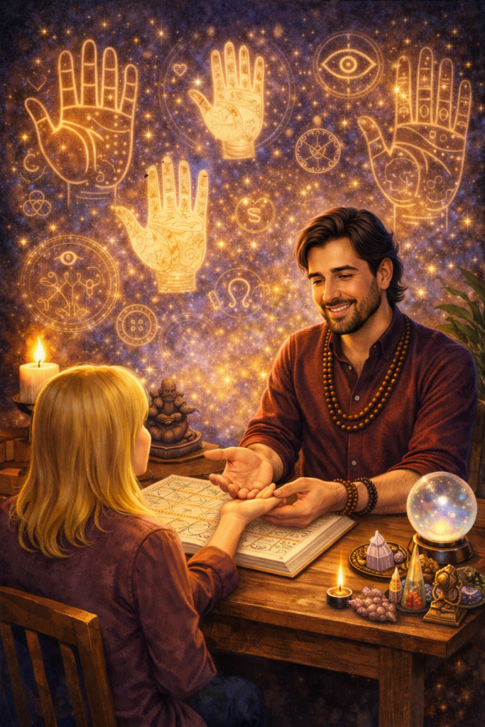 Home mystical palm reading session